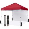 image:imageCROWN SHADES 10x10 Pop Up Canopy with 1 Side Wall  Beach Tent with One Push Setup  Outdoor Sun Shade for Events Parties Camping  Gazebo with STONGo Cover Bag BlueRed