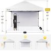 image:imageCROWN SHADES 10x10 Pop Up Canopy with 1 Side Wall  Beach Tent with One Push Setup  Outdoor Sun Shade for Events Parties Camping  Gazebo with STONGo Cover Bag BlueSilvercoated White