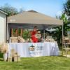 image:imageCROWN SHADES 10x10 Pop Up Canopy with 1 Side Wall  Beach Tent with One Push Setup  Outdoor Sun Shade for Events Parties Camping  Gazebo with STONGo Cover Bag BlueBeige