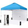 image:imageCROWN SHADES 10x10 Pop Up Canopy with 1 Side Wall  Beach Tent with One Push Setup  Outdoor Sun Shade for Events Parties Camping  Gazebo with STONGo Cover Bag BlueSky Blue