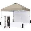image:imageCROWN SHADES 10x10 Pop Up Canopy with 1 Side Wall  Beach Tent with One Push Setup  Outdoor Sun Shade for Events Parties Camping  Gazebo with STONGo Cover Bag BlueBeige
