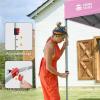 image:imageCROWN SHADES 10x10 Pop Up Canopy with 1 Side Wall  Beach Tent with One Push Setup  Outdoor Sun Shade for Events Parties Camping  Gazebo with STONGo Cover Bag BluePink
