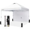 image:imageCROWN SHADES 10x10 Pop Up Canopy with 1 Side Wall  Beach Tent with One Push Setup  Outdoor Sun Shade for Events Parties Camping  Gazebo with STONGo Cover Bag BlueSilvercoated White
