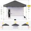 image:imageCROWN SHADES 10x10 Pop Up Canopy with 1 Side Wall  Beach Tent with One Push Setup  Outdoor Sun Shade for Events Parties Camping  Gazebo with STONGo Cover Bag BlueGrid Grey