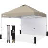 image:imageCROWN SHADES 10x10 Pop Up Canopy with 1 Side Wall  Beach Tent with One Push Setup  Outdoor Sun Shade for Events Parties Camping  Gazebo with STONGo Cover Bag BlueBeige