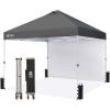 image:imageCROWN SHADES 10x10 Pop Up Canopy with 1 Side Wall  Beach Tent with One Push Setup  Outdoor Sun Shade for Events Parties Camping  Gazebo with STONGo Cover Bag BlueGrid Grey