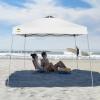 image:imageCROWN SHADES 9x9 Pop Up Canopy Tent Slanted Legs for Added Stability  Beach Tent Sun Shelter for Outdoor Shades  Canopy with 11x11 Base with Carry Bag White