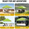 image:imageCROWN SHADES 10x10 Pop Up Canopy  Beach Tent with One Push Setup  Easy Outdoor Sun Shade for Events Parties Camping  Gazebo with STONGo Cover Bag Silver Coated Top Red StripsGreen