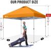image:imageCROWN SHADES 10x10 Pop Up Canopy  Beach Tent with One Push Setup  Easy Outdoor Sun Shade for Events Parties Camping  Gazebo with STONGo Cover Bag Silver Coated Top Red StripsOrange