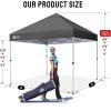 image:imageCROWN SHADES 10x10 Pop Up Canopy  Beach Tent with One Push Setup  Easy Outdoor Sun Shade for Events Parties Camping  Gazebo with STONGo Cover Bag Silver Coated Top Red StripsGrid Grey
