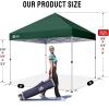 image:imageCROWN SHADES 10x10 Pop Up Canopy  Beach Tent with One Push Setup  Easy Outdoor Sun Shade for Events Parties Camping  Gazebo with STONGo Cover Bag Silver Coated Top Red StripsForest Green
