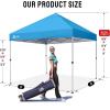 image:imageCROWN SHADES 10x10 Pop Up Canopy  Beach Tent with One Push Setup  Easy Outdoor Sun Shade for Events Parties Camping  Gazebo with STONGo Cover Bag Silver Coated Top Red StripsSky Blue