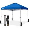 image:imageCROWN SHADES 10x10 Pop Up Canopy  Beach Tent with One Push Setup  Easy Outdoor Sun Shade for Events Parties Camping  Gazebo with STONGo Cover Bag Silver Coated Top Red StripsBlue