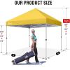 image:imageCROWN SHADES 10x10 Pop Up Canopy  Beach Tent with One Push Setup  Easy Outdoor Sun Shade for Events Parties Camping  Gazebo with STONGo Cover Bag Silver Coated Top Red StripsYellow
