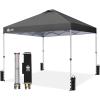 image:imageCROWN SHADES 10x10 Pop Up Canopy  Beach Tent with One Push Setup  Easy Outdoor Sun Shade for Events Parties Camping  Gazebo with STONGo Cover Bag Silver Coated Top Red StripsGrid Grey