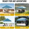 image:imageCROWN SHADES 10x10 Pop Up Canopy  Beach Tent with One Push Setup  Easy Outdoor Sun Shade for Events Parties Camping  Gazebo with STONGo Cover Bag Silver Coated Top Red StripsCyan Blue