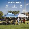 image:imageCROWN SHADES 10x10 Pop Up Canopy  Beach Tent with One Push Setup  Easy Outdoor Sun Shade for Events Parties Camping  Gazebo with STONGo Cover Bag Silver Coated Top Red StripsSky Blue Stripes