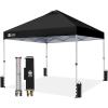 image:imageCROWN SHADES 10x10 Pop Up Canopy  Beach Tent with One Push Setup  Easy Outdoor Sun Shade for Events Parties Camping  Gazebo with STONGo Cover Bag Silver Coated Top Red StripsBlack