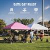 image:imageCROWN SHADES 10x10 Pop Up Canopy  Beach Tent with One Push Setup  Easy Outdoor Sun Shade for Events Parties Camping  Gazebo with STONGo Cover Bag Silver Coated Top Red StripsPink