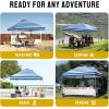 image:imageCROWN SHADES 10x10 Pop Up Canopy  Beach Tent with One Push Setup  Easy Outdoor Sun Shade for Events Parties Camping  Gazebo with STONGo Cover Bag Silver Coated Top Red StripsSky Blue Stripes