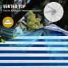 image:imageCROWN SHADES 10x10 Pop Up Canopy  Beach Tent with One Push Setup  Easy Outdoor Sun Shade for Events Parties Camping  Gazebo with STONGo Cover Bag Silver Coated Top Red StripsNavy Blue Stripes