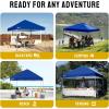 image:imageCROWN SHADES 10x10 Pop Up Canopy  Beach Tent with One Push Setup  Easy Outdoor Sun Shade for Events Parties Camping  Gazebo with STONGo Cover Bag Silver Coated Top Red StripsNavy Blue
