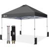 image:imageCROWN SHADES 10x10 Pop Up Canopy  Beach Tent with One Push Setup  Easy Outdoor Sun Shade for Events Parties Camping  Gazebo with STONGo Cover Bag Silver Coated Top Red StripsGrid Grey