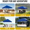 image:imageCROWN SHADES 10x10 Pop Up Canopy  Beach Tent with One Push Setup  Easy Outdoor Sun Shade for Events Parties Camping  Gazebo with STONGo Cover Bag Silver Coated Top Red StripsNavy Blue