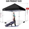 image:imageCROWN SHADES 10x10 Pop Up Canopy  Beach Tent with One Push Setup  Easy Outdoor Sun Shade for Events Parties Camping  Gazebo with STONGo Cover Bag Silver Coated Top Red StripsBlack