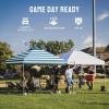 image:imageCROWN SHADES 10x10 Pop Up Canopy  Beach Tent with One Push Setup  Easy Outdoor Sun Shade for Events Parties Camping  Gazebo with STONGo Cover Bag Silver Coated Top Red StripsCyan Blue Stripes
