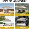image:imageCROWN SHADES 10x10 Pop Up Canopy  Beach Tent with One Push Setup  Easy Outdoor Sun Shade for Events Parties Camping  Gazebo with STONGo Cover Bag Silver Coated Top Red StripsBeige