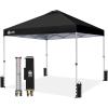 image:imageCROWN SHADES 10x10 Pop Up Canopy  Beach Tent with One Push Setup  Easy Outdoor Sun Shade for Events Parties Camping  Gazebo with STONGo Cover Bag Silver Coated Top Red StripsBlack