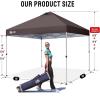 image:imageCROWN SHADES 10x10 Pop Up Canopy  Beach Tent with One Push Setup  Easy Outdoor Sun Shade for Events Parties Camping  Gazebo with STONGo Cover Bag Silver Coated Top Red StripsCoffee