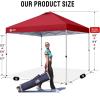 image:imageCROWN SHADES 10x10 Pop Up Canopy  Beach Tent with One Push Setup  Easy Outdoor Sun Shade for Events Parties Camping  Gazebo with STONGo Cover Bag Silver Coated Top Red StripsRed