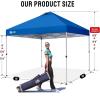 image:imageCROWN SHADES 10x10 Pop Up Canopy  Beach Tent with One Push Setup  Easy Outdoor Sun Shade for Events Parties Camping  Gazebo with STONGo Cover Bag Silver Coated Top Red StripsBlue