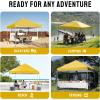 image:imageCROWN SHADES 10x10 Pop Up Canopy  Beach Tent with One Push Setup  Easy Outdoor Sun Shade for Events Parties Camping  Gazebo with STONGo Cover Bag Silver Coated Top Red StripsYellow