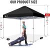 image:imageCROWN SHADES 10x10 Pop Up Canopy  Beach Tent with One Push Setup  Easy Outdoor Sun Shade for Events Parties Camping  Gazebo with STONGo Cover Bag Silver Coated Top Red StripsBlack