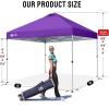 image:imageCROWN SHADES 10x10 Pop Up Canopy  Beach Tent with One Push Setup  Easy Outdoor Sun Shade for Events Parties Camping  Gazebo with STONGo Cover Bag Silver Coated Top Red StripsPurple