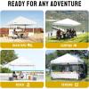 image:imageCROWN SHADES 10x10 Pop Up Canopy  Beach Tent with One Push Setup  Easy Outdoor Sun Shade for Events Parties Camping  Gazebo with STONGo Cover Bag Silver Coated Top Red StripsGrid White