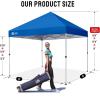 image:imageCROWN SHADES 10x10 Pop Up Canopy  Beach Tent with One Push Setup  Easy Outdoor Sun Shade for Events Parties Camping  Gazebo with STONGo Cover Bag Silver Coated Top Red StripsBlue