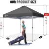 image:imageCROWN SHADES 10x10 Pop Up Canopy  Beach Tent with One Push Setup  Easy Outdoor Sun Shade for Events Parties Camping  Gazebo with STONGo Cover Bag Silver Coated Top Red StripsLight Grey