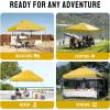 image:imageCROWN SHADES 10x10 Pop Up Canopy  Beach Tent with One Push Setup  Easy Outdoor Sun Shade for Events Parties Camping  Gazebo with STONGo Cover Bag Silver Coated Top Red StripsYellow