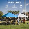 image:imageCROWN SHADES 10x10 Pop Up Canopy  Beach Tent with One Push Setup  Easy Outdoor Sun Shade for Events Parties Camping  Gazebo with STONGo Cover Bag Silver Coated Top Red StripsSky Blue