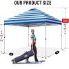 image:imageCROWN SHADES 10x10 Pop Up Canopy  Beach Tent with One Push Setup  Easy Outdoor Sun Shade for Events Parties Camping  Gazebo with STONGo Cover Bag Silver Coated Top Red StripsSky Blue Stripes
