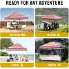 image:imageCROWN SHADES 10x10 Pop Up Canopy  Beach Tent with One Push Setup  Easy Outdoor Sun Shade for Events Parties Camping  Gazebo with STONGo Cover Bag Silver Coated Top Red StripsRed Stripes