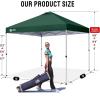image:imageCROWN SHADES 10x10 Pop Up Canopy  Beach Tent with One Push Setup  Easy Outdoor Sun Shade for Events Parties Camping  Gazebo with STONGo Cover Bag Silver Coated Top Red StripsForest Green