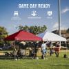 image:imageCROWN SHADES 10x10 Pop Up Canopy  Beach Tent with One Push Setup  Easy Outdoor Sun Shade for Events Parties Camping  Gazebo with STONGo Cover Bag Silver Coated Top Red StripsRed