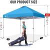 image:imageCROWN SHADES 10x10 Pop Up Canopy  Beach Tent with One Push Setup  Easy Outdoor Sun Shade for Events Parties Camping  Gazebo with STONGo Cover Bag Silver Coated Top Red StripsSky Blue