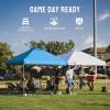 image:imageCROWN SHADES 10x10 Pop Up Canopy  Beach Tent with One Push Setup  Easy Outdoor Sun Shade for Events Parties Camping  Gazebo with STONGo Cover Bag Silver Coated Top Red StripsSky Blue