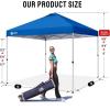 image:imageCROWN SHADES 10x10 Pop Up Canopy  Beach Tent with One Push Setup  Easy Outdoor Sun Shade for Events Parties Camping  Gazebo with STONGo Cover Bag Silver Coated Top Red StripsBlue